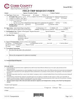 IFCB-1: Field Trip Request - Cobb County School District