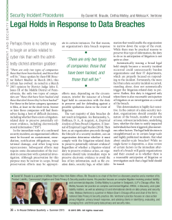 Security Incident Procedures: Legal Holds in