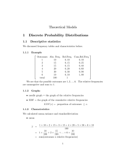 Theoretical Models 1 Discrete Probability Distributions