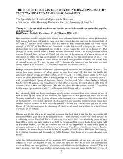 THE ROLE OF THEORY IN THE STUDY OF INTERNATIONAL