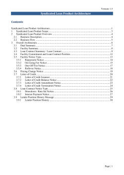 1 Syndicated Loan Product Scope