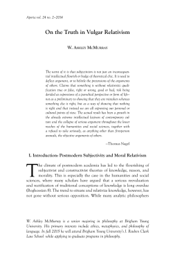 On the Truth in Vulgar Relativism - Aporia