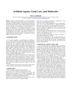Artificial Agents, Good Care, and Modernity
