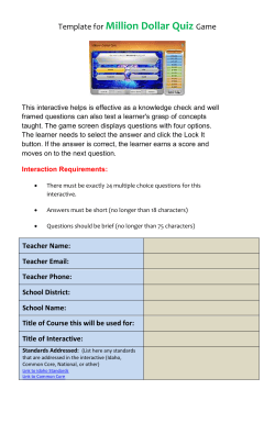Template for Million Dollar Quiz Game This interactive helps is