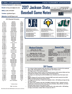 2017 Jackson State Baseball Game Notes