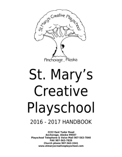 2016 - 2017 HANDBOOK - St. Mary`s Creative Playschool