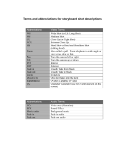 Storyboard shot description terms and