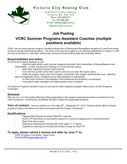 Job Posting VCRC Summer Programs Assistant Coaches (multiple
