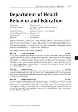 Department of Health Behavior and Education