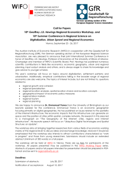 Call for Papers 10th Geoffrey J.D. Hewings Regional Economics