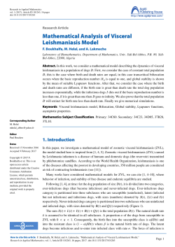 Mathematical Analysis of Visceral Leishmaniasis Model