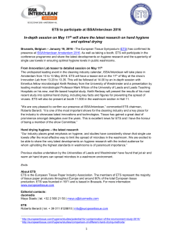 ETS to participate at ISSA/Interclean 2016