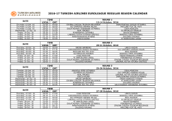 2016-17 turkish airlines euroleague regular season calendar