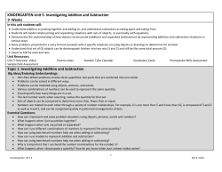 KINDERGARTEN Unit 5: Investigating Addition and