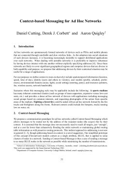 Context-based Messaging for Ad Hoc Networks Daniel Cutting