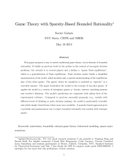 Game Theory with Sparsity-Based Bounded Rationality&lowast;