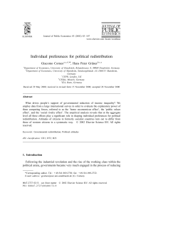 Individual preferences for political redistribution