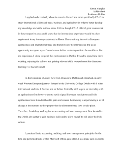 Kevin Murphy IARD 4960 Professor Hobbs I applied and eventually