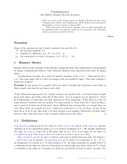 Combinatorics Notation 1 Ramsey theory 1.1 Definitions