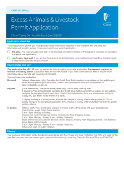 Excess Animals and Livestock Permit Application