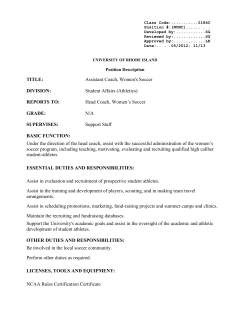 Assistant Coach, Women`s Soccer