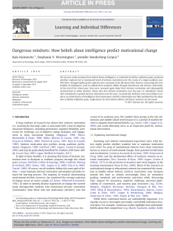 Dangerous mindsets: How beliefs about intelligence