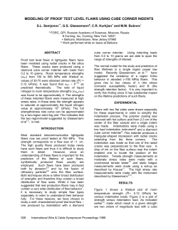 modeling of proof test level flaws using cube corner indents