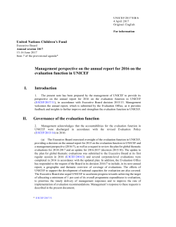 Management perspective on the annual report for 2016 on