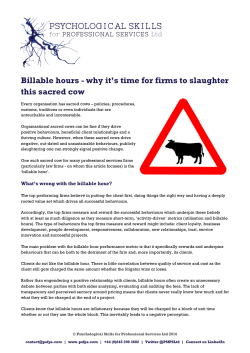 Billable hours - why it`s time for firms to slaughter this sacred cow