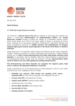 30 April 2015 Media Release The Directors of Murray Zircon Pty Ltd
