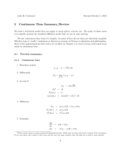 2 Continuous Time Summary/Review