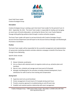 Event Field Team Leader Creative Strategies Group Description