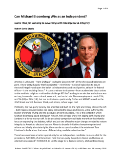 Game Plan for Michael Bloomberg Winning
