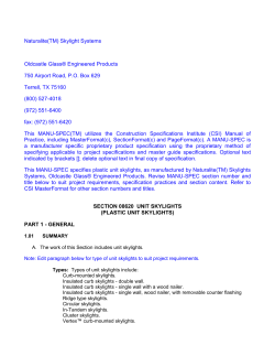 Guide Specification for Plastic Unit Skylights by Naturalite