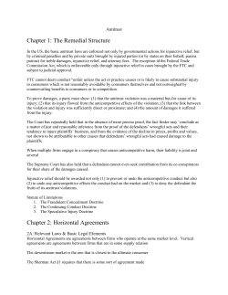 Antitrust Chapter 1: The Remedial Structure In the US, the basic