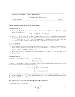 Homework 8 Solutions Exercises on characteristic functions An