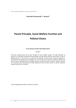 Pareto Principle, Social Welfare Function and Political Choice