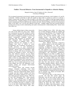 Toddlers` Prosocial Behavior