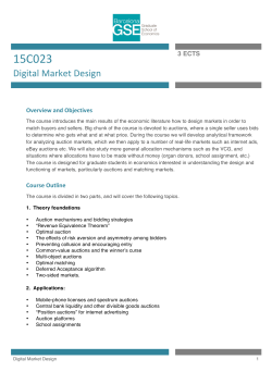 Digital Market Design - Barcelona Graduate School of Economics