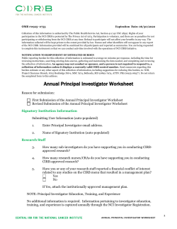 CIRB Annual Principal Investigator Worksheet About