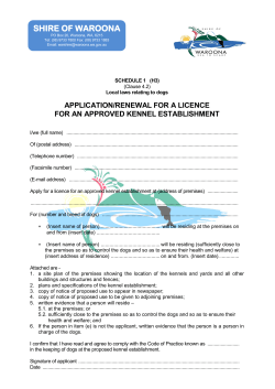 Application for an Approved Kennel Establishment