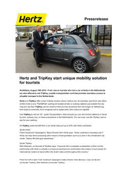 Pressrelease Hertz and TripKey start unique mobility solution for