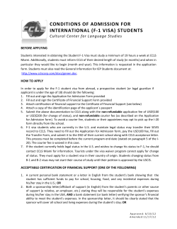 CONDITIONS OF ADMISSION FOR INTERNATIONAL (F