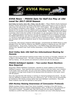 KVHA News &ndash; PNAHA Opts for Half-Ice Play at 10U Level for 2017