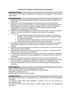 SCHEDULE B: Women`s Head Coach Job Description