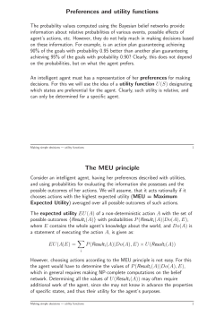 Preferences and utility functions The MEU principle