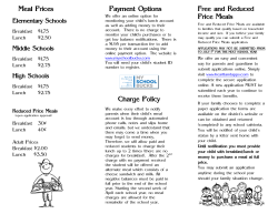 Meal Prices Payment Options Charge Policy Free and Reduced