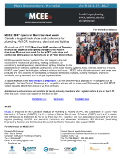 MCEE 2017 opens in Montreal next week Canada`s largest trade