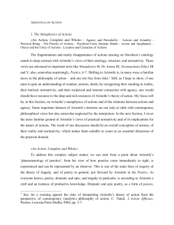 Aristotle on Action 1. The Metaphysics of Actions &laquo;An Action