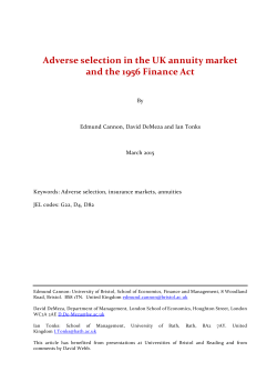 Adverse selection in the UK annuity market and the 1956 Finance Act